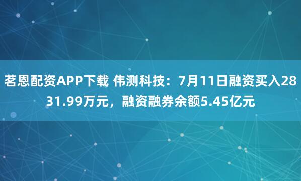 茗恩配资APP下载 伟测科技：7月11日融资买入2831.99万元，融资融券余额5.45亿元